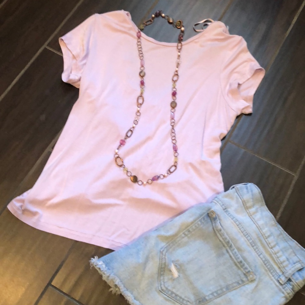 Tahari Lavender Cross Back TShirt